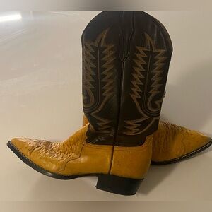 Silverado Women's Size 9 Cowboy Boots Yellow Ostrich Half Quill